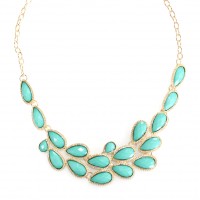 Mint Waterdrop Faceted Bauble Bib Necklace 